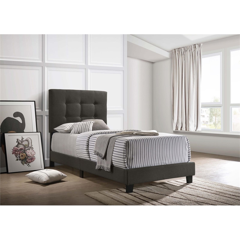 Mapes Upholstered Twin Panel Bed Charcoal