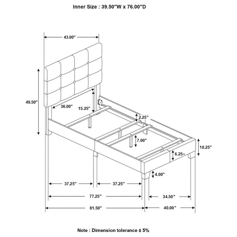 Mapes Upholstered Twin Panel Bed Charcoal