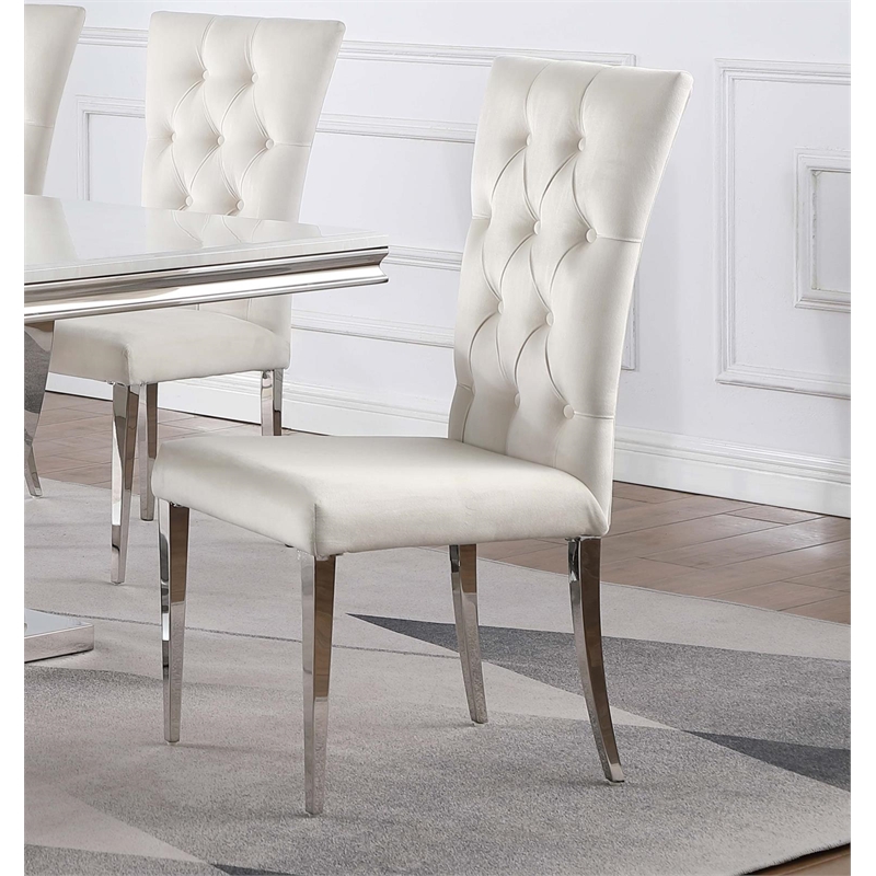Kerwin Velvet Upholstered Dining Side Chair White