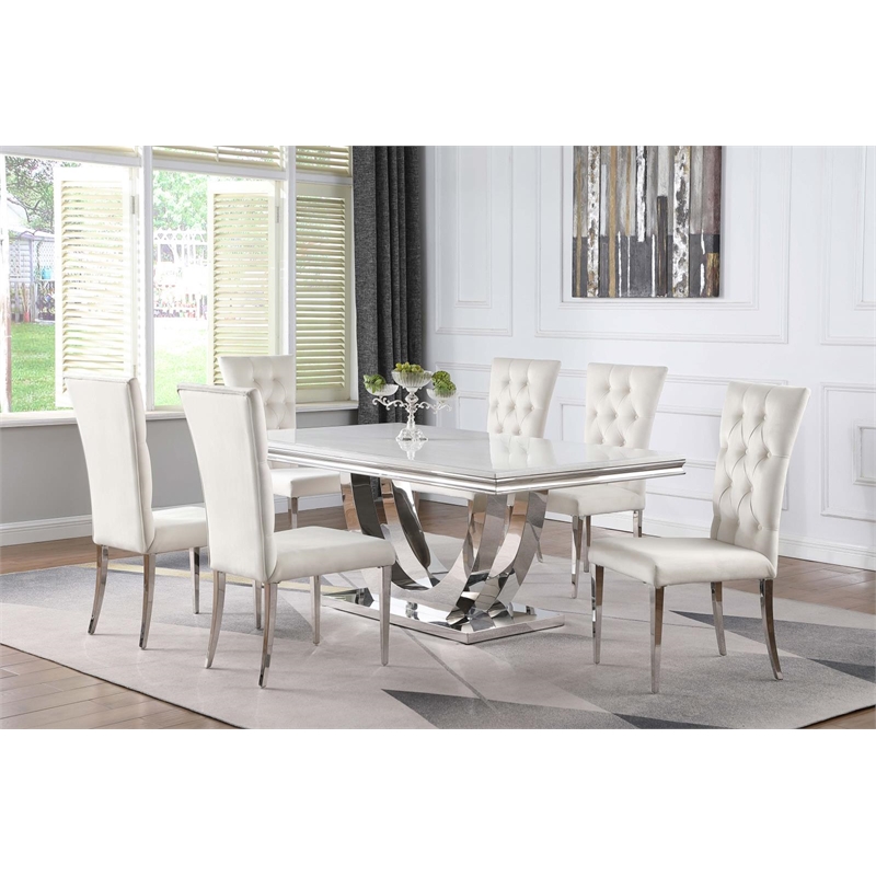 Kerwin Velvet Upholstered Dining Side Chair White