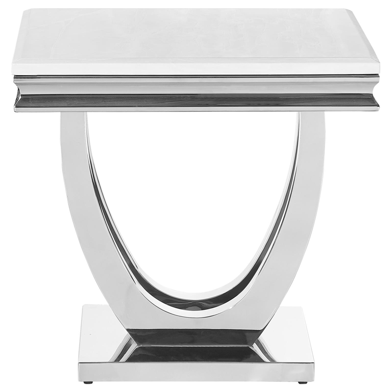 Coaster Kerwin Metal U-base Square End Table in White and Chrome