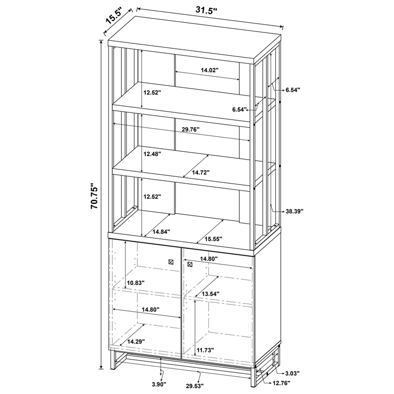 Millbrook 71-inch 2-door Storage Bookshelf Rustic Oak