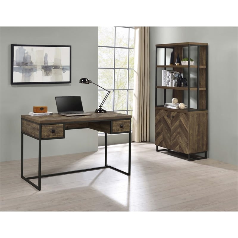 Millbrook 71-inch 2-door Storage Bookshelf Rustic Oak