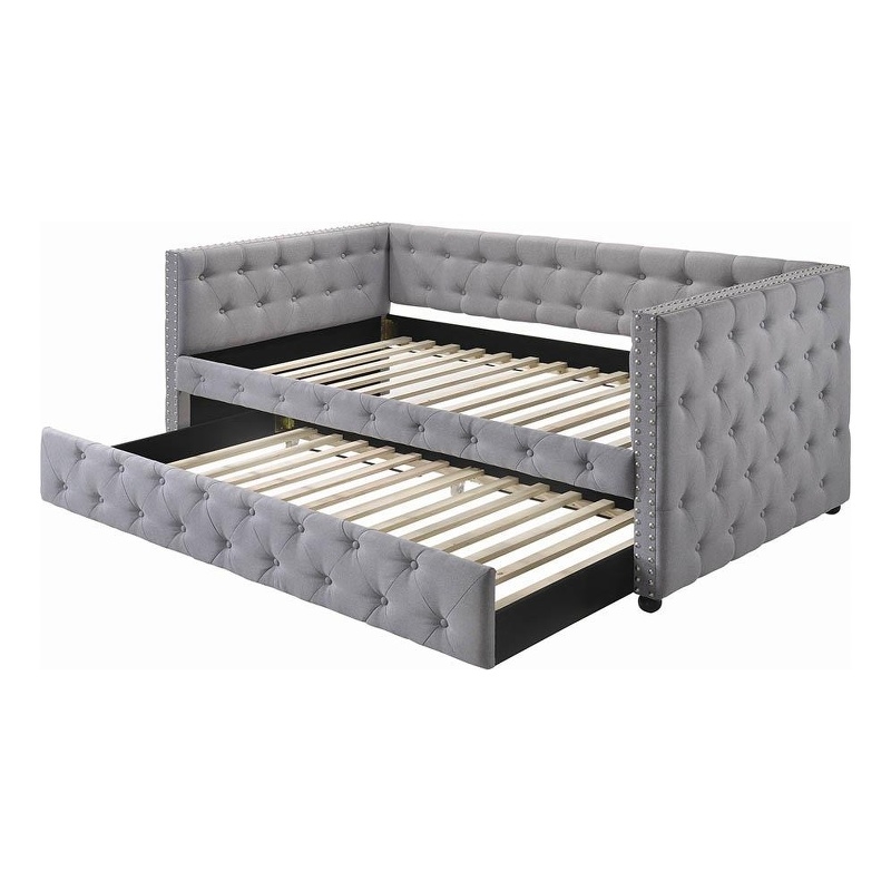 Mockern Upholstered Twin Daybed with Trundle Grey