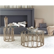 Monett Round Glass Top Side End Table Chocolate Chrome