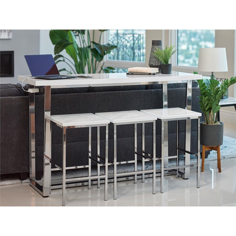 Marmot 4-piece Rectangular Counter Height Table Set Chrome