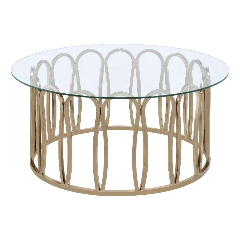 Monett Round Glass Top Coffee Table Chocolate Chrome