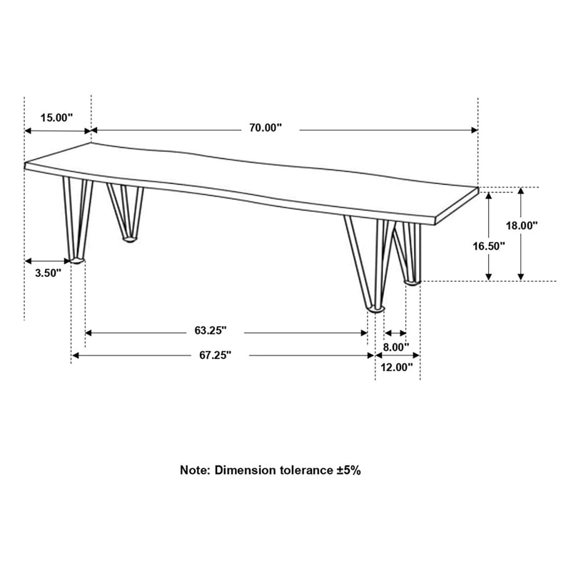 Neve Live Edge Wood Dining Bench Hairpin Legs Grey Sheesham