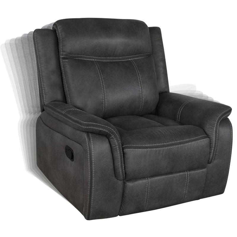 Lawrence Upholstered Padded Arm Glider Recliner Charcoal