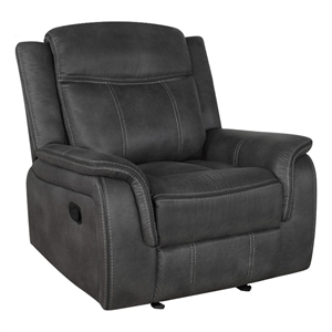 Lawrence Upholstered Padded Arm Glider Recliner Charcoal