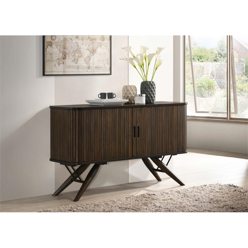 Wes 2-door Sideboard Buffet Storage Cabinet Dark Walnut