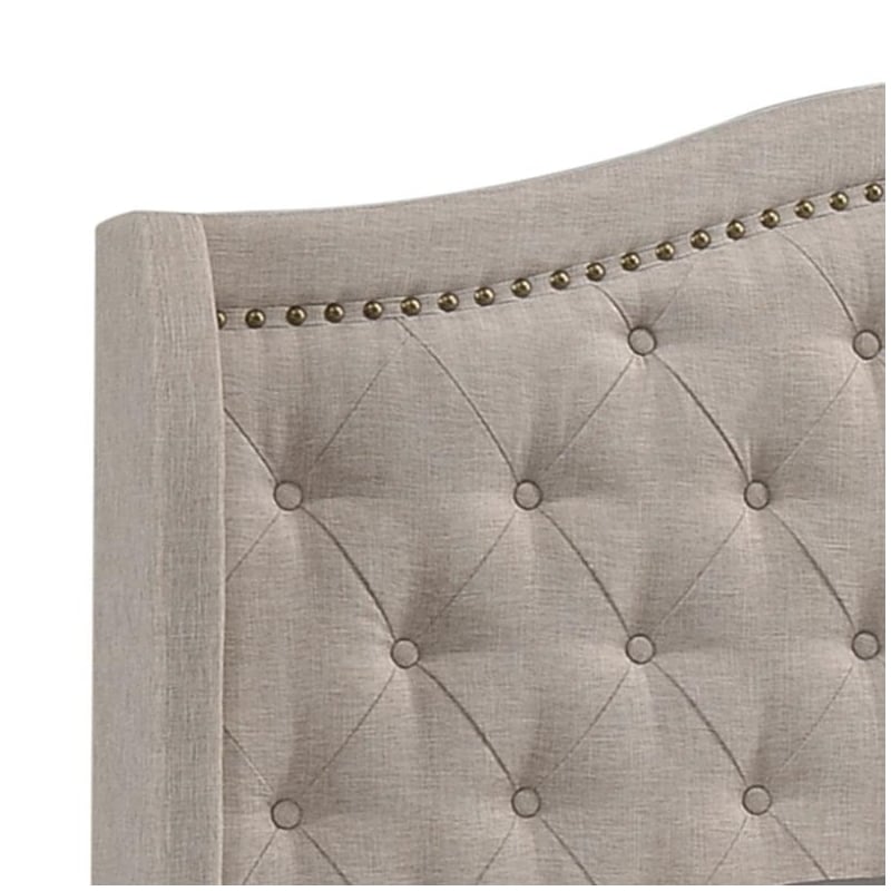 Sonoma Upholstered Full Wingback Bed Beige
