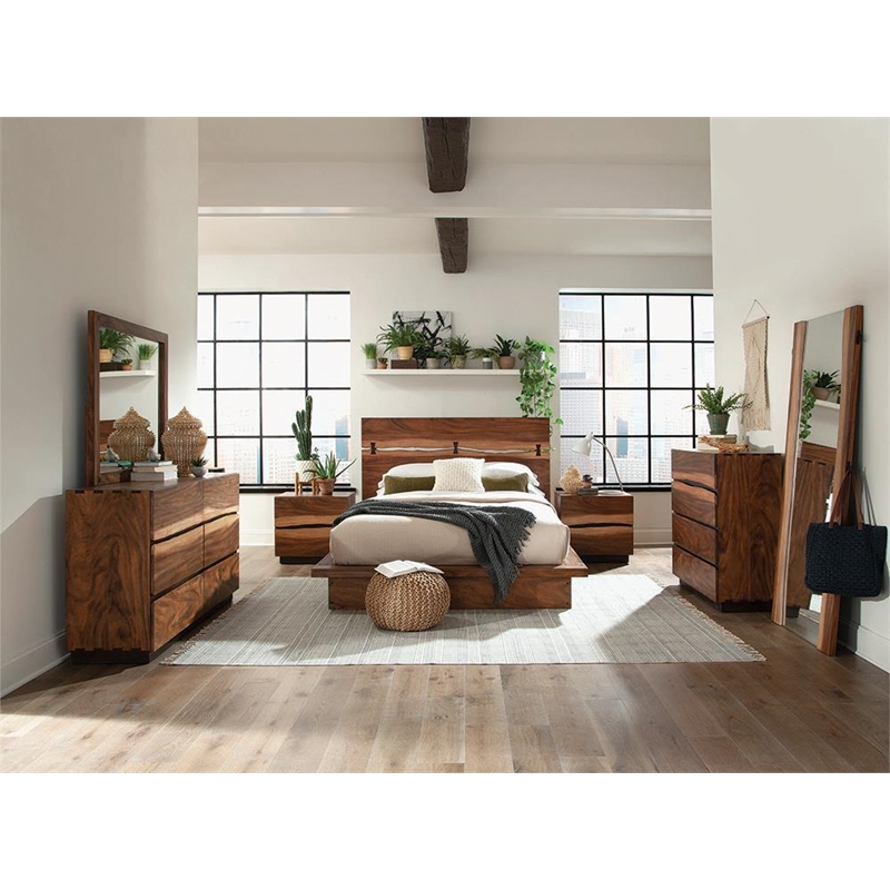 Winslow Wood Queen Storage Panel Bed Smokey Walnut