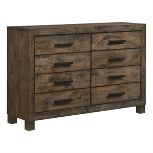coaster woodmont 8-drawer farmhouse wood dresser rustic golden brown