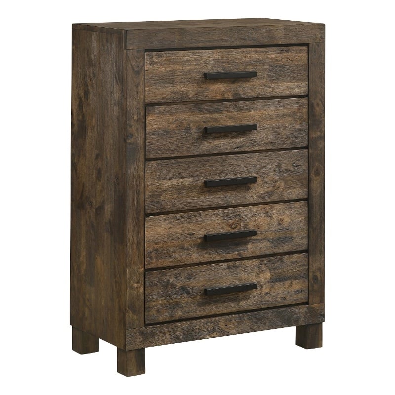 Woodmont 5-drawer Bedroom Chest Rustic Golden Brown