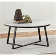 Round Faux Marble Coffee Table White and Matte Black
