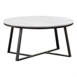 Round Faux Marble Coffee Table White and Matte Black
