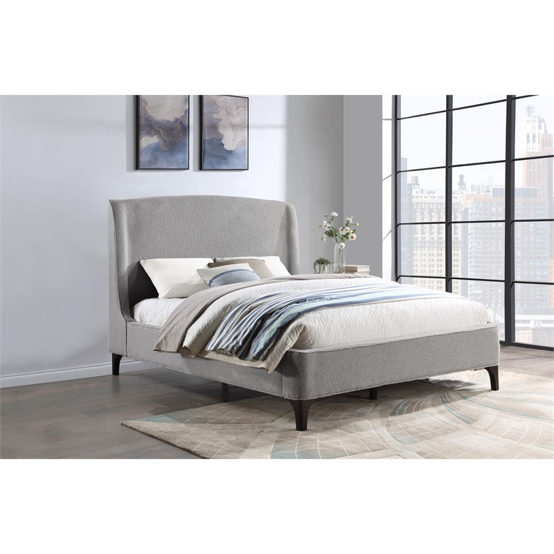 Mosby Upholstered Eastern King Wingback Bed Grey