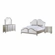 Coaster Evangeline 4-piece Wood Eastern King Bedroom Set in Silver Oak/Ivory