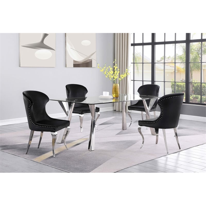 Alaia Rectangular 79-inch Glass Top Dining Table Chrome