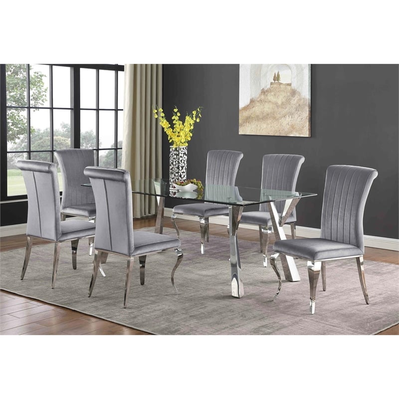 Alaia Rectangular 79-inch Glass Top Dining Table Chrome