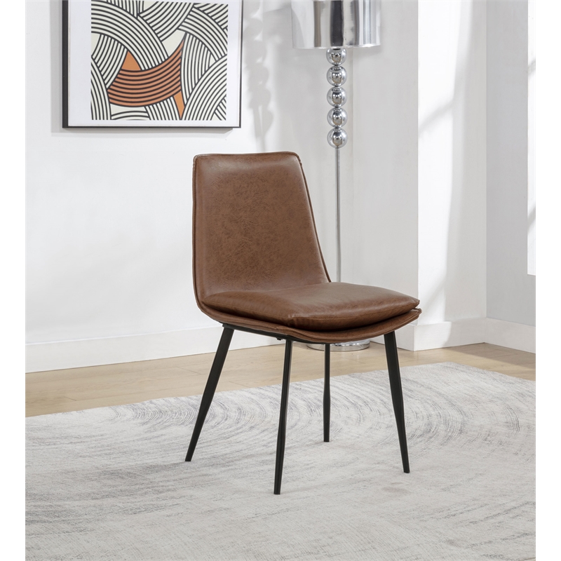Coaster Ortega 19.75'' Faux Leather Dining Side Chair in Coffee