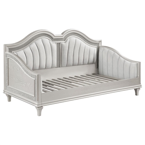 Coaster Evangeline Chenille Upholstered Twin Daybed in Silver Oak and Ivory
