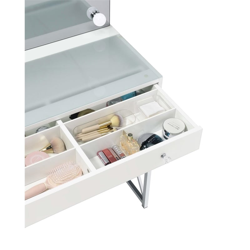 Eliza Vanity Set with Lighting & Stool White and Chrome