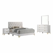 Coaster Kendall 4-piece Wood Queen Bedroom Set in White and Gold