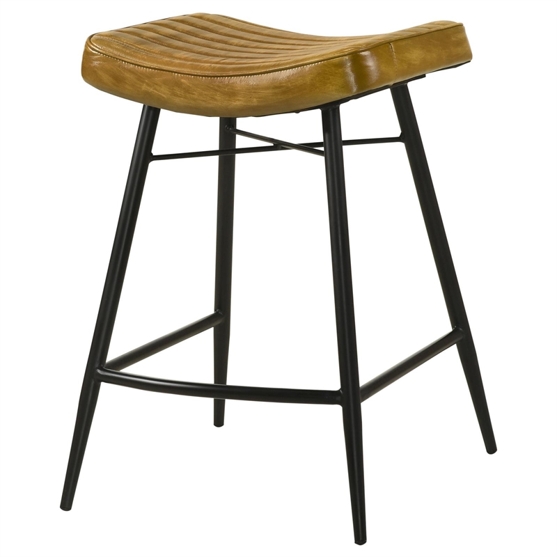 Bayu Leather Upholstered Counter Stool Camel
