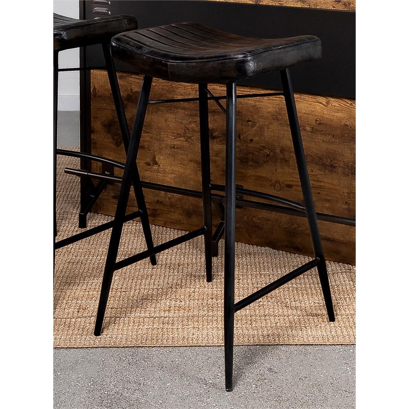 Bayu Leather Upholstered Bar Stool Espresso