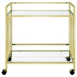 Cara 2-tier Rectangular Glass Shelf Metal Bar Cart Brass