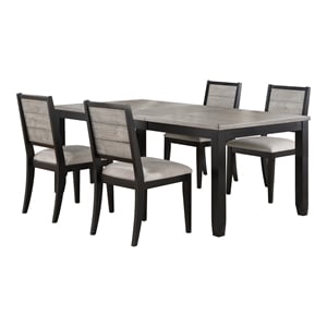 Elodie 5-piece Rectangular Extension Leaf Dining Set Black