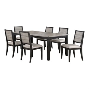 coaster elodie 7-piece wood dining table set with extension leaf gray and black