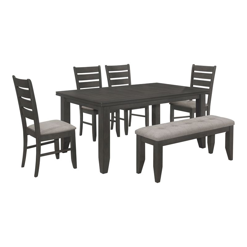 Dalila 6-piece Rectangular Dining Table Set Dark Grey