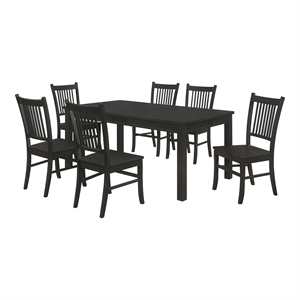 coaster marbrisa 7-piece wood rectangular dining table set in matte black