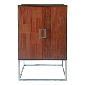 coaster borman 2-door modern wood bar cabinet wine storage in walnut and black