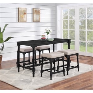 coaster martina 5-piece wood counter height dining set oatmeal and black