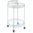 Chrissy Round Glass Shelf Metal Bar Cart Chrome