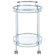 Chrissy Round Glass Shelf Metal Bar Cart Chrome