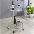 Chrissy Round Glass Shelf Metal Bar Cart Chrome