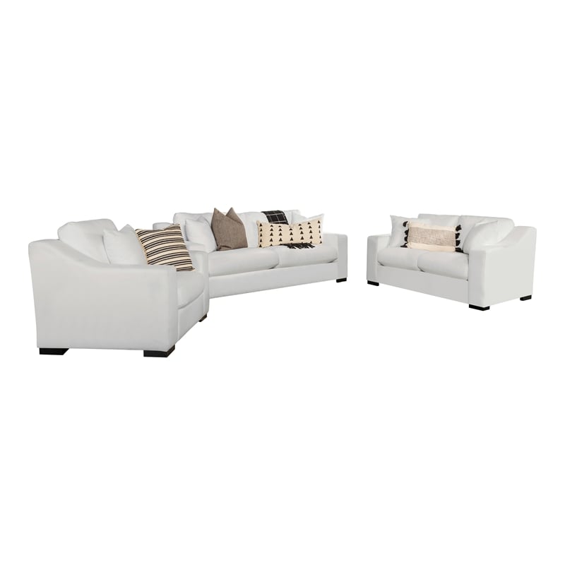 Ashlyn 3-piece Upholstered Sloped Arm Sofa Set White