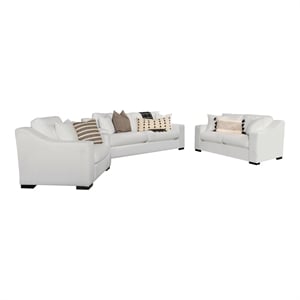 Ashlyn 3-piece Upholstered Sloped Arm Sofa Set White