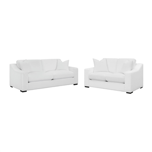 Ashlyn 2-piece Upholstered Sloped Arm Sofa Set White
