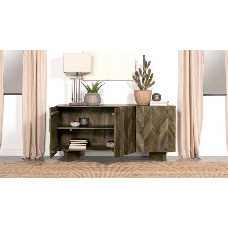 Tyler 3-door Solid Wood Sideboard Buffet Cabinet Mango Brown
