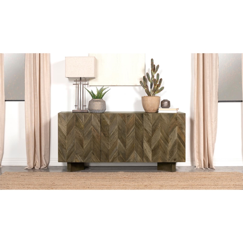 Tyler 3-door Solid Wood Sideboard Buffet Cabinet Mango Brown