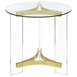 Janessa Round Glass Top Acrylic Leg End Table Matte Brass