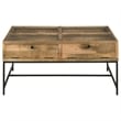 Stephie 4-drawer Square Glass Top Coffee Table Honey Brown