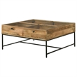 Stephie 4-drawer Square Glass Top Coffee Table Honey Brown