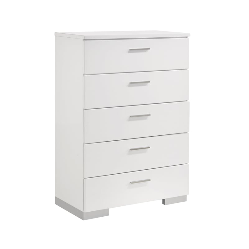 Felicity 5-piece Full Bedroom Set White High Gloss